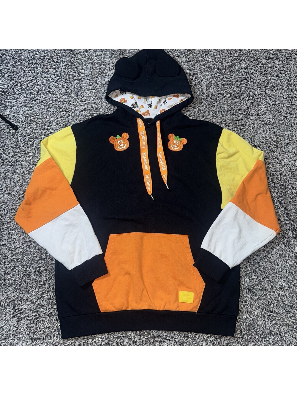 Loungefly Disney Mickey and Minnie Mouse Candy Corn Sleeve Hoodie XL